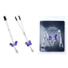 Зажимы для сосков БДСМ с металлическими цепочками и фиолетовыми бубенчиками Boss of toys Fetish Boss Series №6