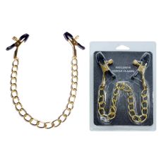 Зажимы для сосков на цепочке БДСМ металлические покрытые резиной золотистого цвета Boss of toys Fetish Boss Series №16