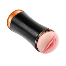 Мастурбатор Анус и Вагина в колбе с вибрацией телесного цвета Boss Series