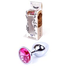 Анальна пробка S сріблястого кольору із кристалом рожевого кольору BOSS of TOYS Jewellery plug