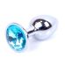 Анальная пробка S серебристого цвета с кристаллом голубого цвета BOSS of TOYS Jewellery plug  