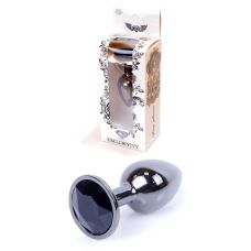 Анальна пробка S сріблястого кольору із кристалом чорного кольору BOSS of TOYS Jewellery PLUG