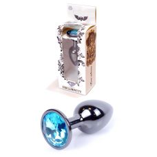 Анальная пробка S серебристого цвета с кристаллом голубого цвета BOSS of TOYS Jewellery PLUG