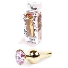 Анальна пробка золотистого кольору із кристалом рожевого кольору BOSS of TOYS Jewellery BUTT plug
