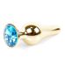 Анальна пробка золотистого кольору із кристалом блакитного кольору BOSS of TOYS Jewellery BUTT plug