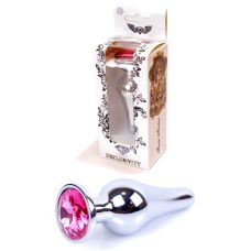 Анальна пробка сріблястого кольору із кристалом рожевого кольору BOSS of TOYS Jewellery BUTT PLUG