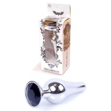 Анальная пробка серебристого цвета с кристаллом черного цвета BOSS of TOYS Jewellery BUTT PLUG