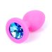 Анальна пробка S рожевого кольору із кристалом блакитного кольору BOSS of TOYS Jewellery plug