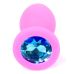 Анальна пробка М рожевого кольору із кристалом блакитного кольору BOSS of TOYS Jewellery plug