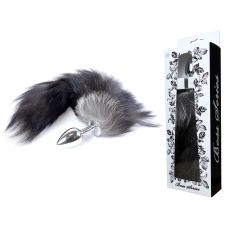 Анальна пробка S сріблястого кольору з хвостом Boss Fox TAIL