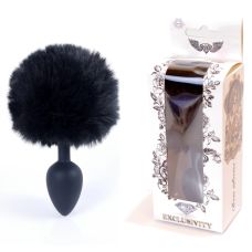 Анальная пробка с хвостом зайчика черного цвета S BOSS of TOYS Boss Series PLUG Bunny Tail