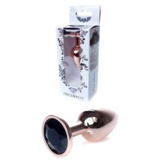 Анальна пробка S золотистого кольору із кристалом чорного кольору BOSS of TOYS Jewellery plug