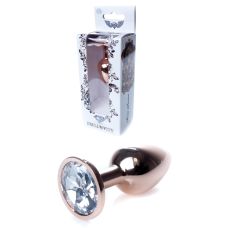 Анальна пробка S золотистого кольору із кристалом сріблястого кольору BOSS of TOYS Jewellery plug