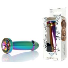 Металевий анальний плаг у вигляді пеніса з різнокольоровим камінчиком Boys of Toys Boys Series Jewellery Multicolour розмір S