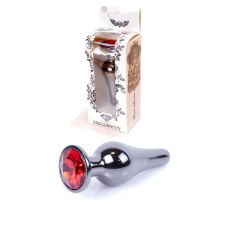 Анальна пробка із нержавіючої сталі сріблястого кольору з червоним камінчиком Boss series Jewellery