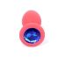 Анальная пробка силиконовая красного цвета с синим камушком Boss series Jewellery 