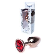 Анальна пробка золотистого кольору з червоним камінчиком Boss series Boss of toys Jewellery розмір S