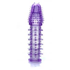  Удлиняющая рельефная насадка на пенис с шипами фиолетовая Boss Series Penis Sleevе