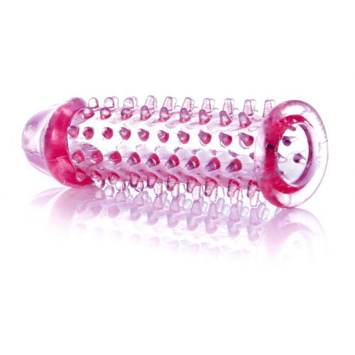 Насадка-презерватив удлинаяющая +1см рельефная с шипами для члена розовая Boss Series Penis Sleeve