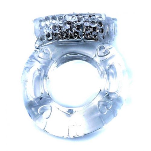 Эрекционное вибро кольцо на половой член со стимуляцией клитора прозрачное BOSS