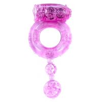 Эрекционное вибро кольцо на пенис с выступами для стимуляции клитора розовое BOSS