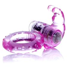 Ерекційне вібро кільце на пеніс з вушками для стимуляції клітора рожеве BOSS Rabbit