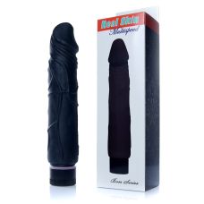 Вибратор реалистичный черный Boss Series Real Skin длина 22 см, диаметр 4 см