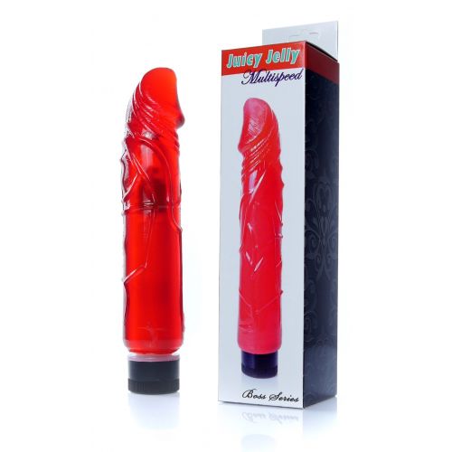 Вибратор реалистичный красный Boss Series Juicy Jelly Multispeed длина 22 см, диаметр 4 см