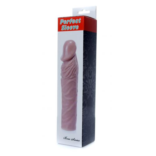 Насадка презерватив удлиняющая +7 см и утолщающая +1 см член Boss Series Perfect Sleeve Mulatto