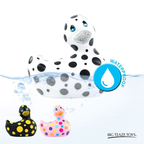 Уточка вибратор клиторальный белая в черную точку Big Teaze Toys I Rub My Duckie 