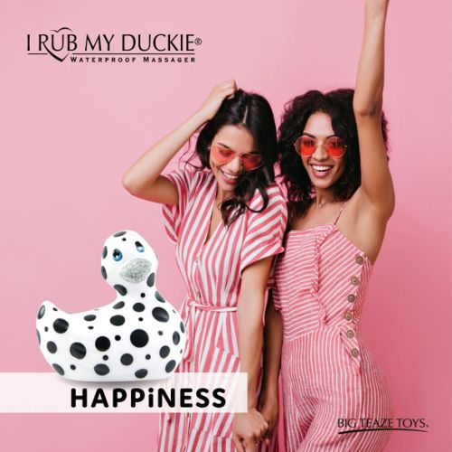 Уточка вибратор клиторальный белая в черную точку Big Teaze Toys I Rub My Duckie 