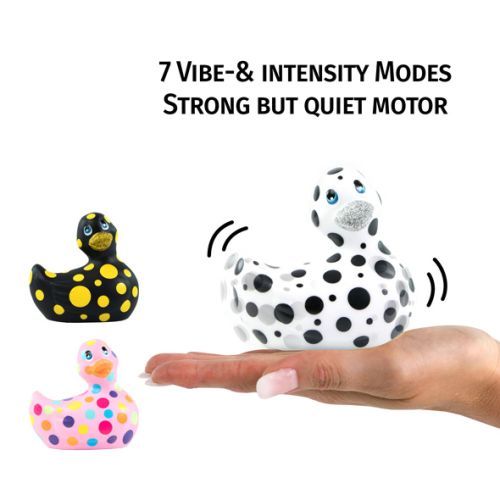 Уточка вибратор клиторальный белая в черную точку Big Teaze Toys I Rub My Duckie 