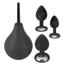 Набор анальных пробок и анальный душ черного цвета Black Velvet 4 предмета