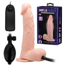 Расширяющийся реалистичный вибратор на присоске с подкачкой INFLATABLE