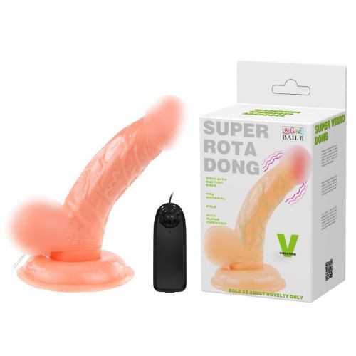 Вибратор на присоске реалистичный бежевый Super rota dong