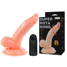 Вибратор реалистичный на присоске с вращением бежевый Super rota dong