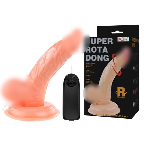 Вібратор реалістичний на присоску з обертанням бежевий Super rota dong