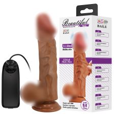 Большой вибратор реалистичный на присоске телесный с пультом управления Lybaile BAILE Beautiful Burag Vibration 