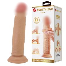 Фаллоимитатор реалистичный на присоске с эффектом скользящей кожи телесного цвета LyBaile Keon Sliding Skin 