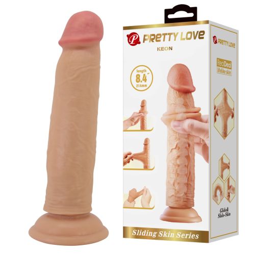 Фаллоимитатор реалистик на присоске с подвижной кожей телесный LYBAILE Pretty Love Keon