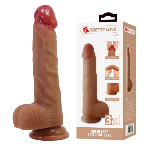 Силіконовий фалоімітатор реалістичний на присосці тілесний Lybaile PRETTY LOVE Lisle 8.1 Super Soft Liquid Dildo