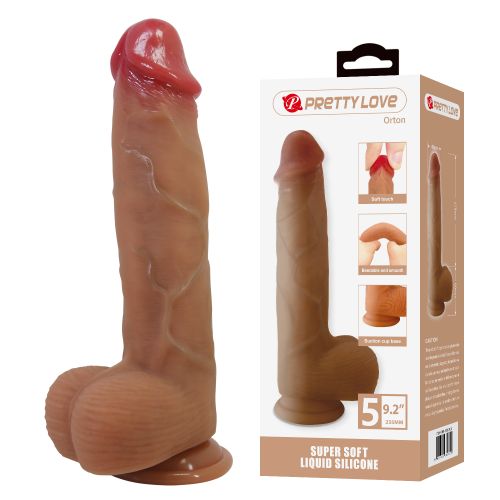 Силіконовий фалоімітатор реалістичний на присосці тілесний Lybaile PRETTY LOVE Orton 9.2 Super Soft Liquid Dildo