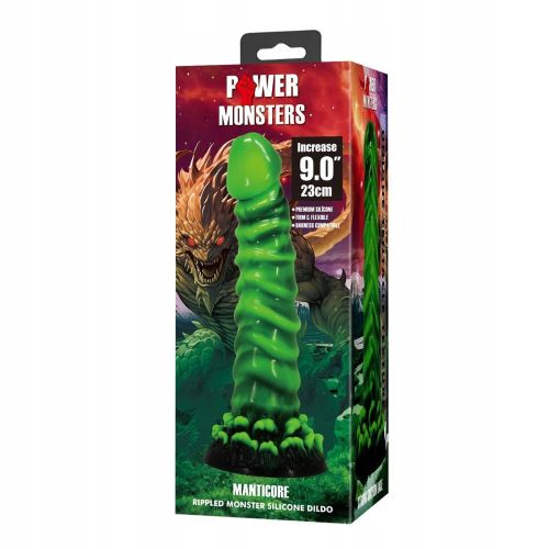 Фаллоимитатор силиконовый на присоске зеленый Baile Power Monsters Manticore 