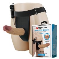 Вибрострапон полый мужской реалистик с проводным пультом Lybaile Pretty Love Draven