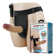 Вибрострапон полый мужской реалистик с проводным пультом Lybaile Pretty Love Draven