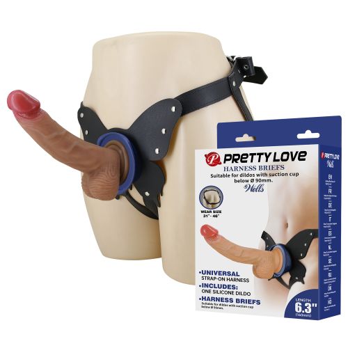 Страпон ременной реалистичный женский силиконовый телесный Lybaile Pretty Love Wells 6.3 Dildo with Harness Briefs