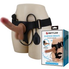 Ремінний реалістичний вібрострапон на присосці з функцією сім'явипорскування та пультом управління тілесний LYBAILE Pretty love Oher