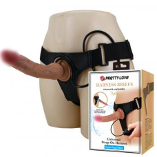 Ремінний реалістичний вібрострапон на присосці з функцією сім'явипорскування тілесний LYBAILE Pretty love Kyton