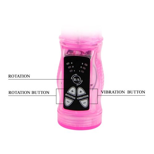Вібратор з відростком для клітора та функцією ротації рожевого кольору LYBAILE baile travel partner rabbit