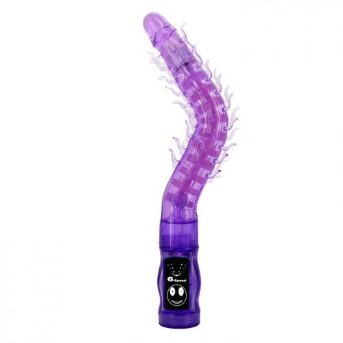 Вибратор силиконовый с мягкими шипиками фиолетовый Thorn Dragon LYBAILE